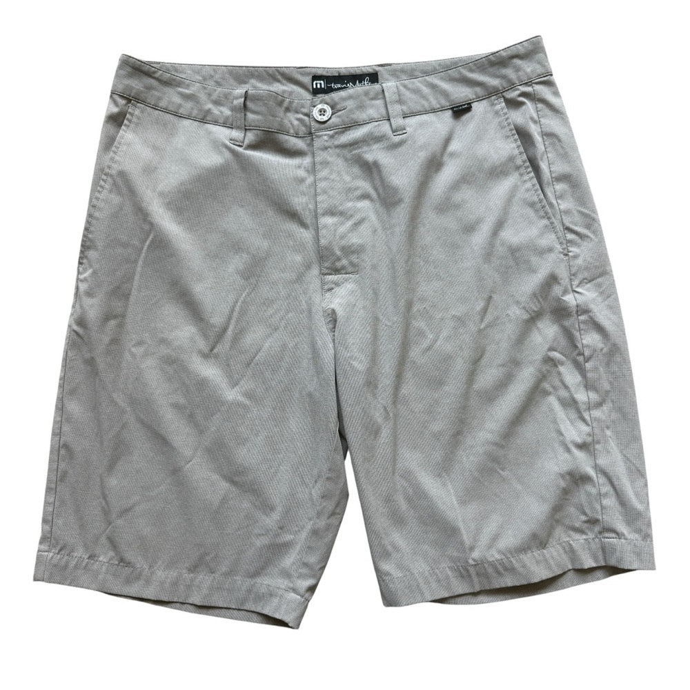 Travis Mathew Men's Khaki Chino Golf Shorts Size 34 Casual Flat Front Athletic